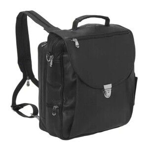 Black CAPE COD Leather NANTUCKET Purse Backpack Straps Laptop Bag Zip